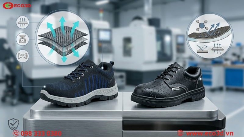 Nên ưu tiên lựa chọn giày bảo hộ vải lưới thoáng khí hay giày bảo hộ bằng da?